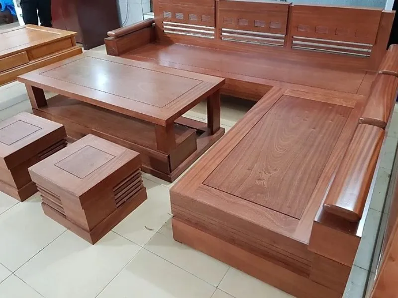 Thiết kế bàn ghế gỗ xoan đào kiểu sofa hiện đại