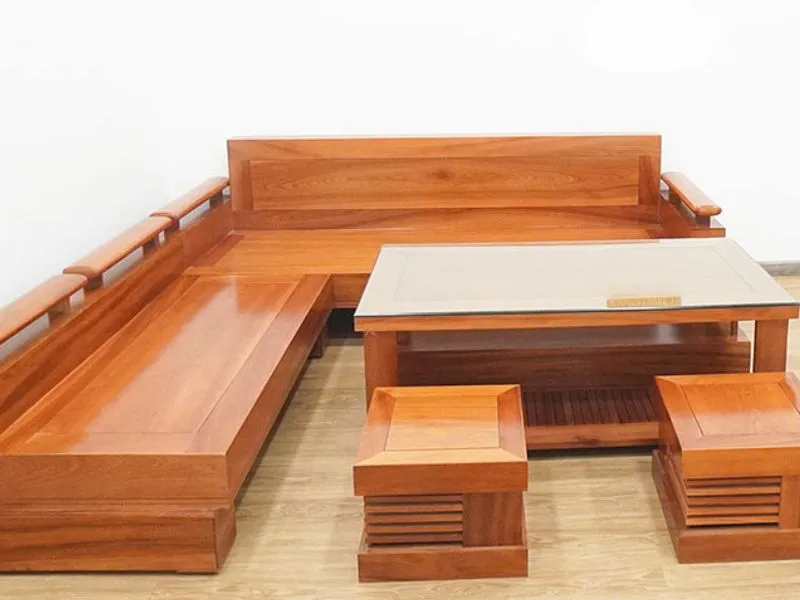 Bộ bàn ghế gỗ xoan đào kiểu sofa bọc đệm ấm cúng