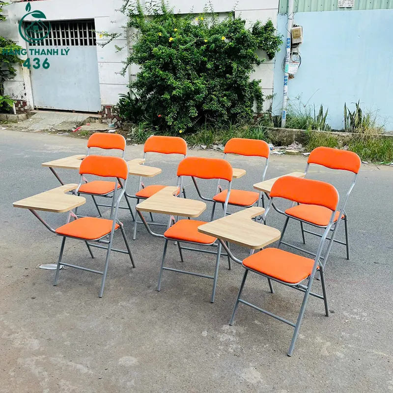 Bộ bàn ghế học sinh đơn cũ mặt gỗ chân sắt, thiết kế cơ bản