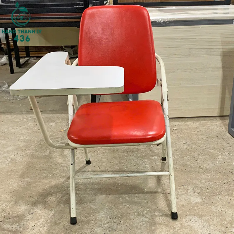 Bàn ghế học sinh cũ đệm ngồi bọc da màu đỏ