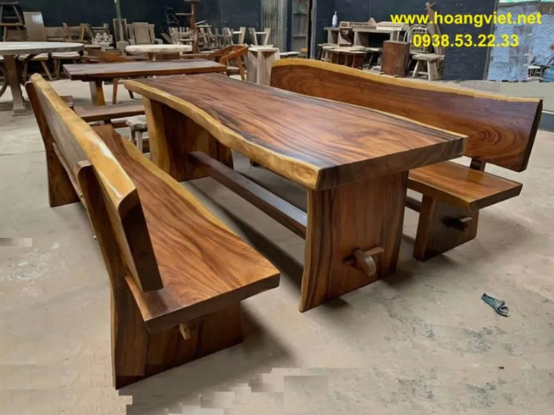 Bàn ghế k3 có tựa bằng gỗ me tây