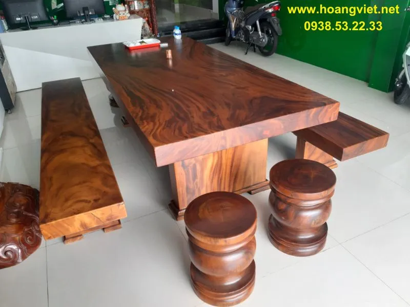 Bàn ghế k3 gỗ me tây nguyên khối phòng khách