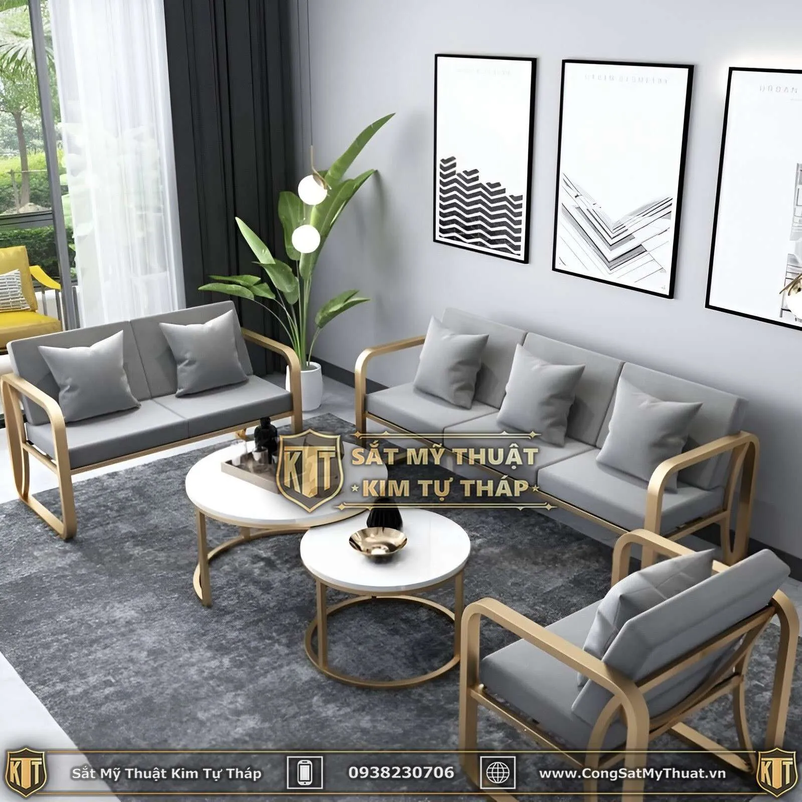 Bàn ghế sắt phòng khách hiện đại