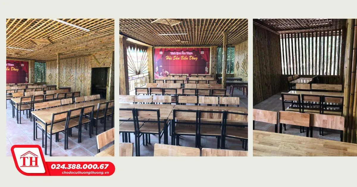 Đa dạng mẫu bàn ghế quán ăn thanh lý tại Thưởng Thưởng, giúp khách hàng có nhiều lựa chọn