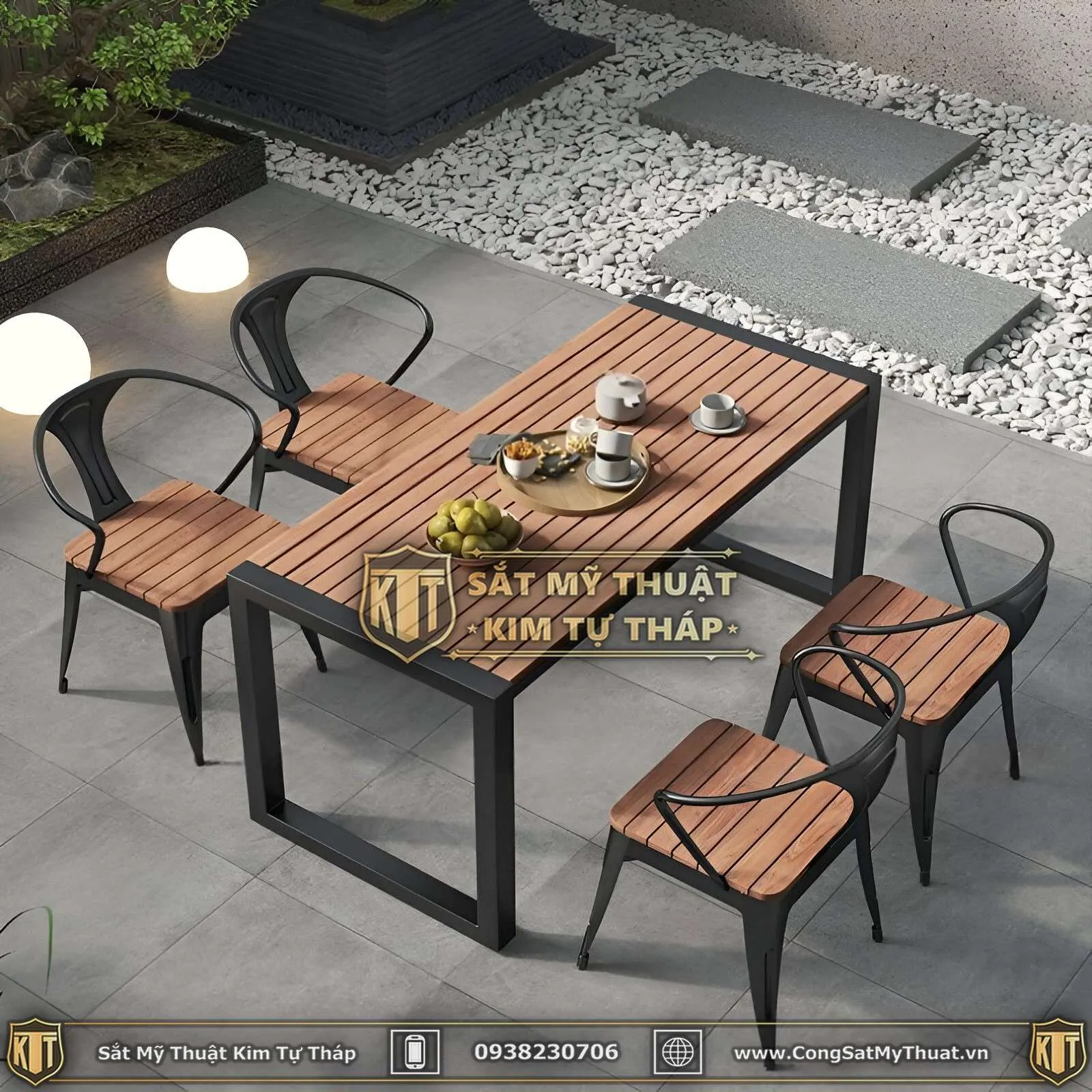 Bàn ghế sắt mỹ thuật phong cách hiện đại tối giản