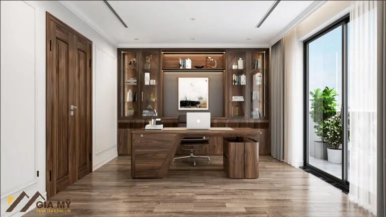 Mẫu bàn giám đốc gỗ óc chó chân đứng với phong cách độc đáo