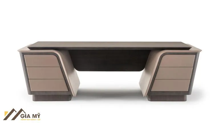Bàn giám đốc gỗ óc chó chân chữ V hiện đại, biểu tượng của sự phát triển