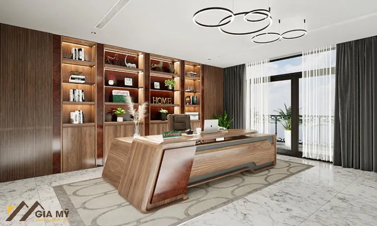 Thiết kế bàn giám đốc gỗ óc chó tân cổ điển dành cho doanh nhân trẻ