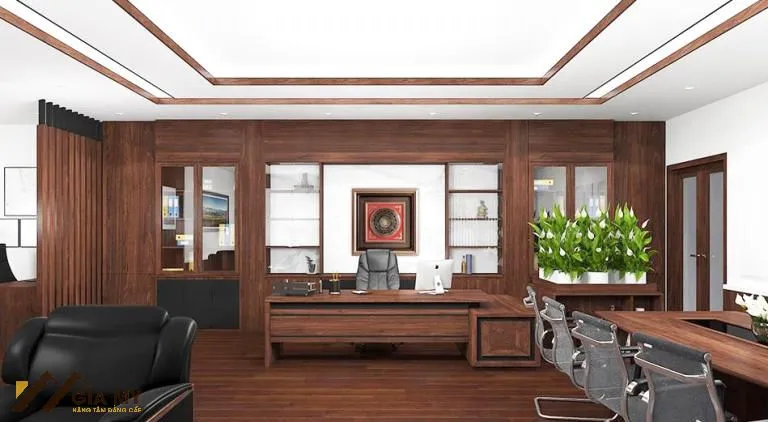 Bàn giám đốc gỗ óc chó tân cổ điển thể hiện sự quyền uy tối thượng