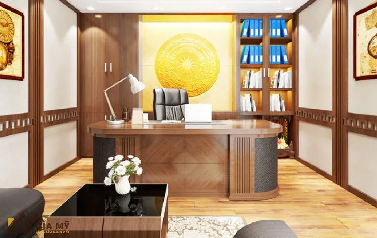 Mẫu bàn giám đốc gỗ óc chó theo phong cách cổ điển, kích thước lớn