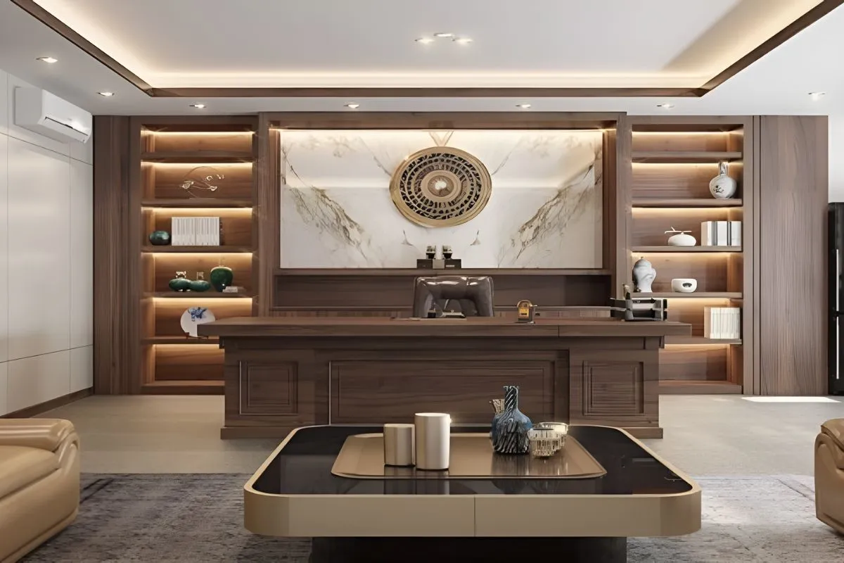 Bàn giám đốc gỗ xoan đào đẹp mắt