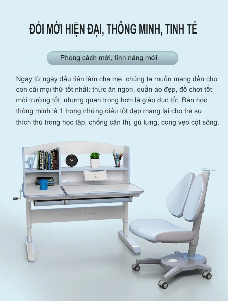 Sản phẩm bàn học chống gù thông minh và tiện nghi đa năng