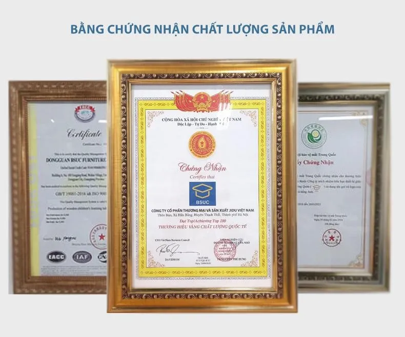 Các bằng chứng nhận chất lượng sản phẩm của Bsuc chứng minh tính xác đáng của sản phẩm