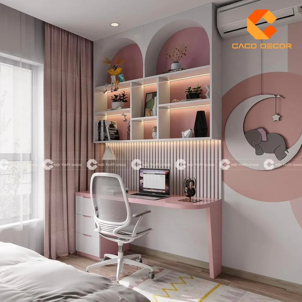 Mẫu bàn học có kệ sách cho bé với mã SP03