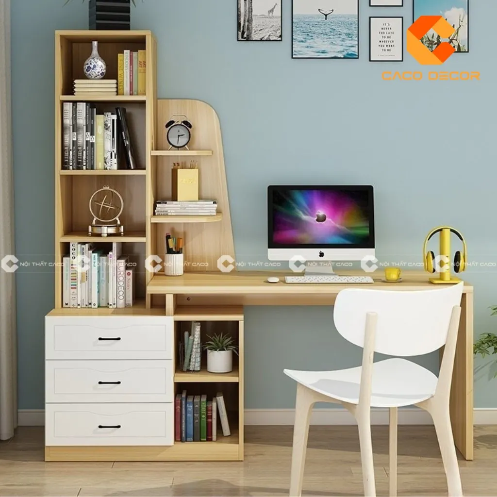 Mẫu bàn học có kệ sách cho bé với mã SP10