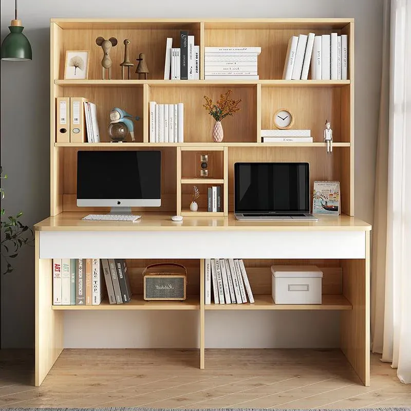 Bàn đôi học sinh tiểu học kèm giá sách và ngăn kéo lưu trữ