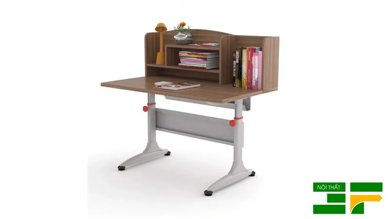 Bàn học khung sắt mặt gỗ đa năng có thể điều chỉnh