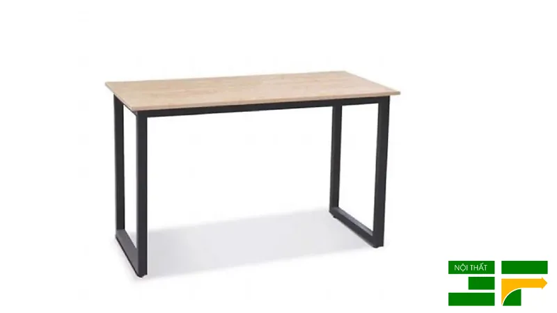 Bàn học khung sắt mặt gỗ dáng chữ U đơn giản