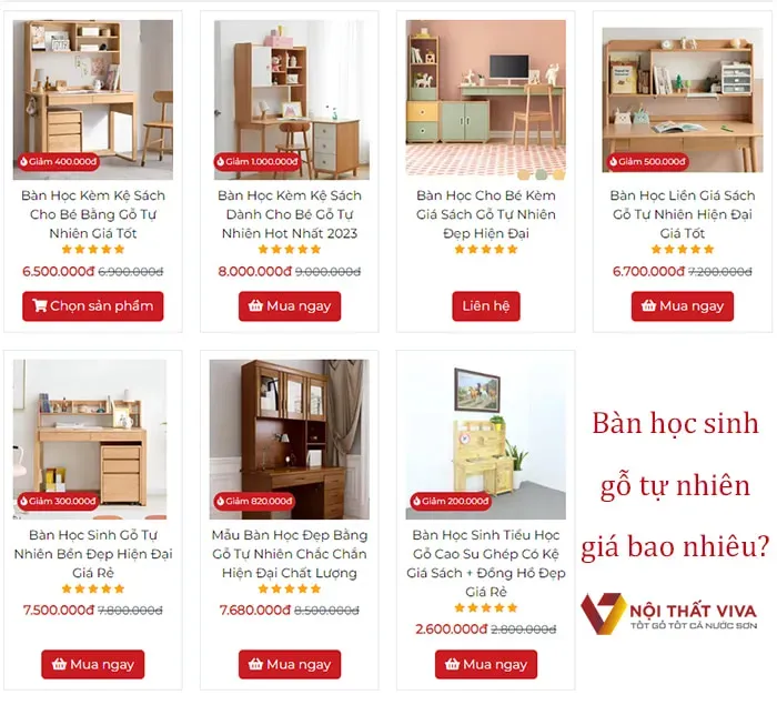 Tìm hiểu Bàn học sinh gỗ tự nhiên giá bao nhiêu?