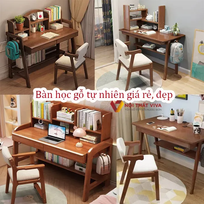 Bàn học gỗ tự nhiên giá rẻ, đẹp, giao hàng nhanh tại Nội thất Viva.