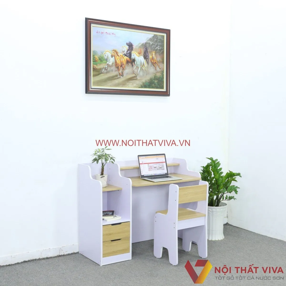 Bàn học sinh có kệ sách TPHCM gỗ công nghiệp MDF cho bé mầm non, lớp 1