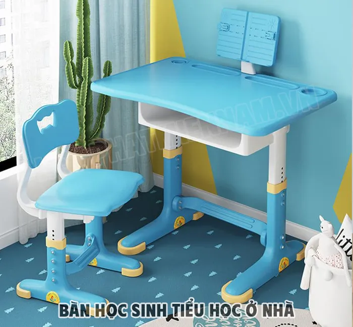 Bàn học có giá sách lớn cho học sinh tiểu học yêu thích đọc sách