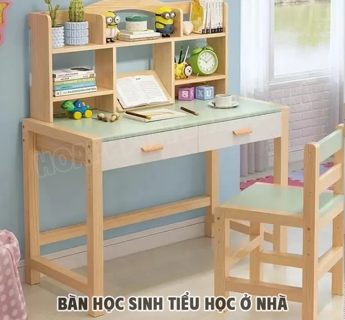 Mẫu bàn học kèm kệ sách và tủ khóa tiện lợi