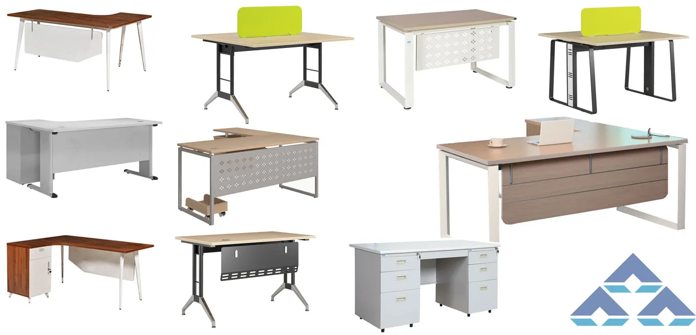 Mẫu bàn làm việc văn phòng chân sắt hiện đại, khung thép chắc chắn