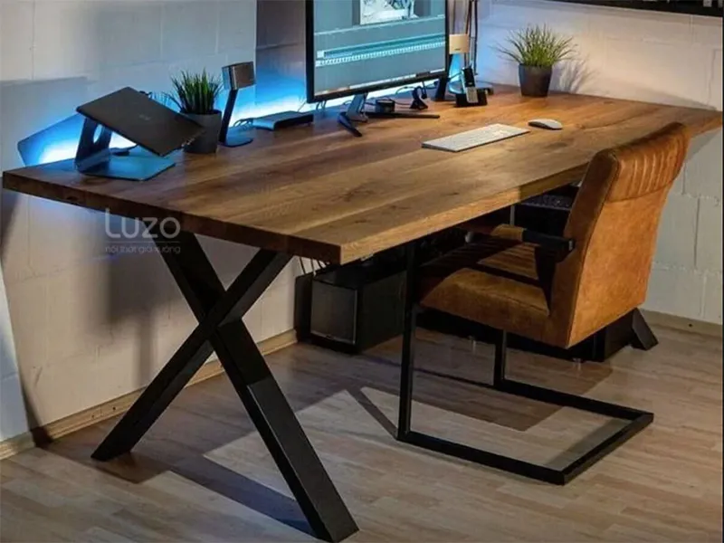 Bàn làm việc gỗ cao su tự nhiên phủ sồi chống nước M2C30