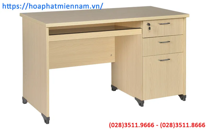 Bàn làm việc gỗ ép 1m2 có hộc liền giá rẻ AT120SHL3DF