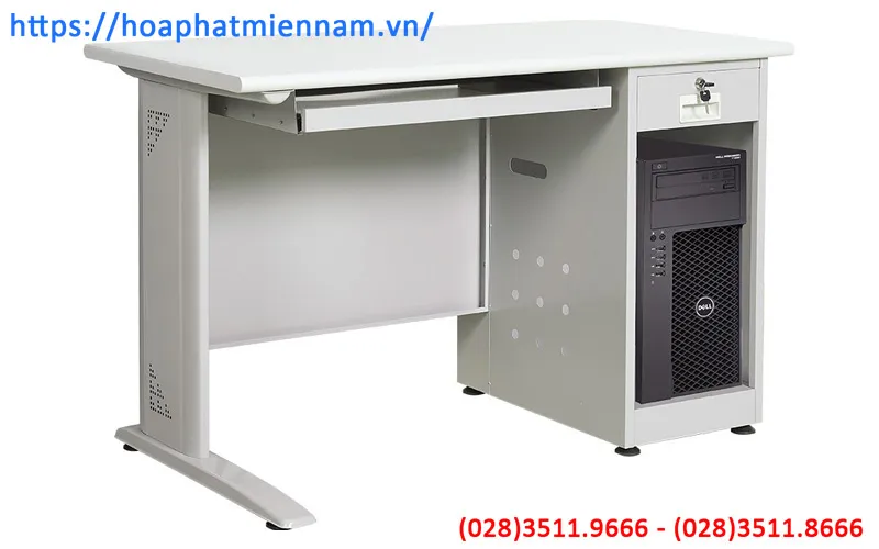Bàn làm việc máy tính gỗ ép 1m2 chân sắt Hòa Phát