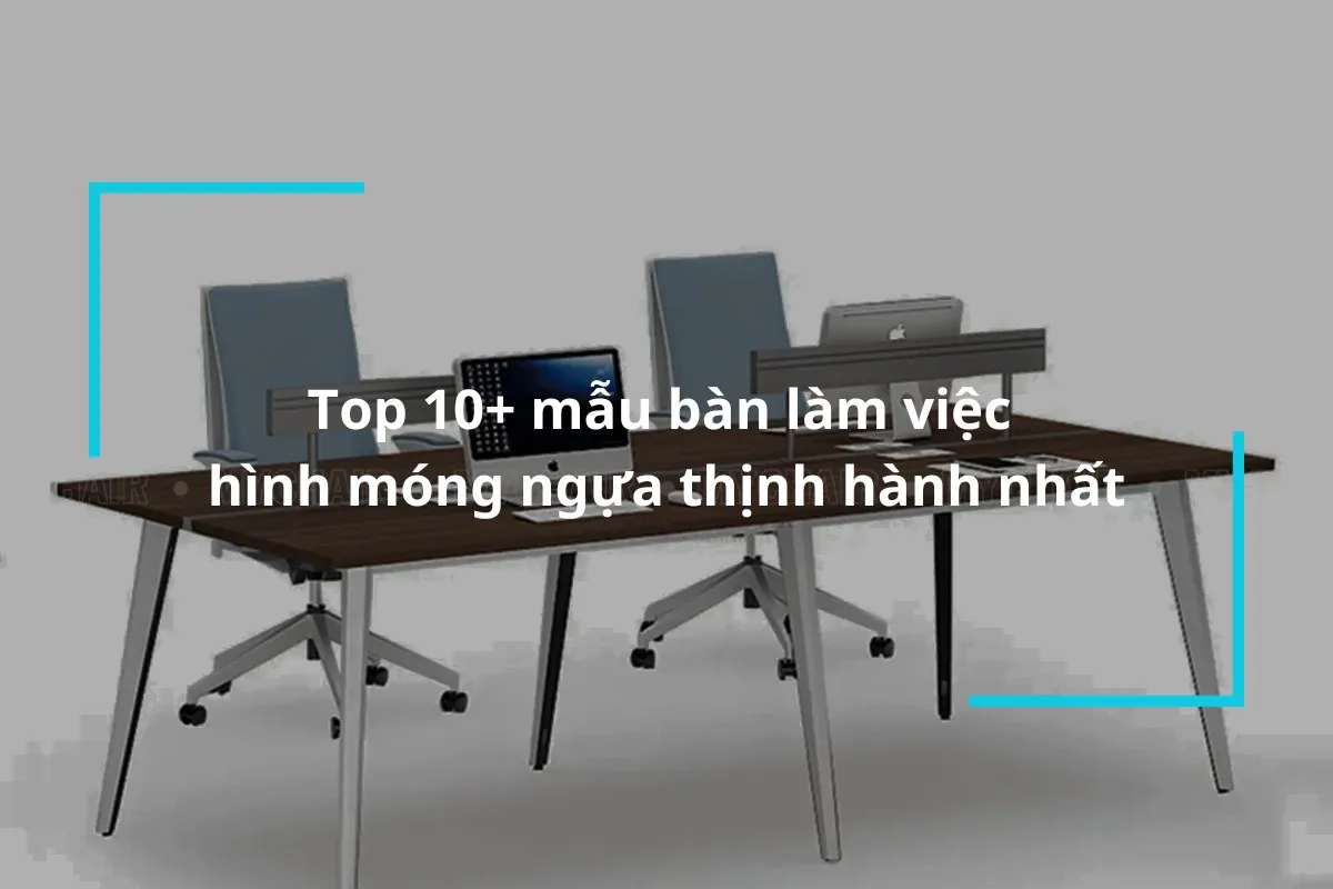 Bàn làm việc hình móng ngựa tiện nghi hiện đại