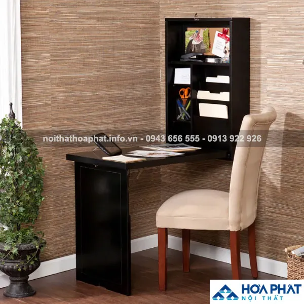 Bàn làm việc gắn tường BHSK101 gấp gọn màu trắng