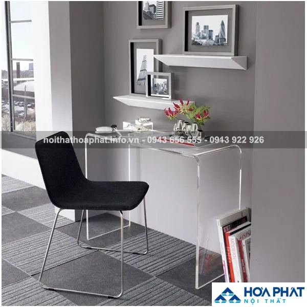 Bàn làm việc bằng kính KAHD109 trong suốt, mang lại không gian thoáng đãng