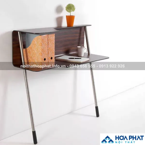 Bàn làm việc tối ưu diện tích ABDH105 chân thép tròn, có kệ trang trí