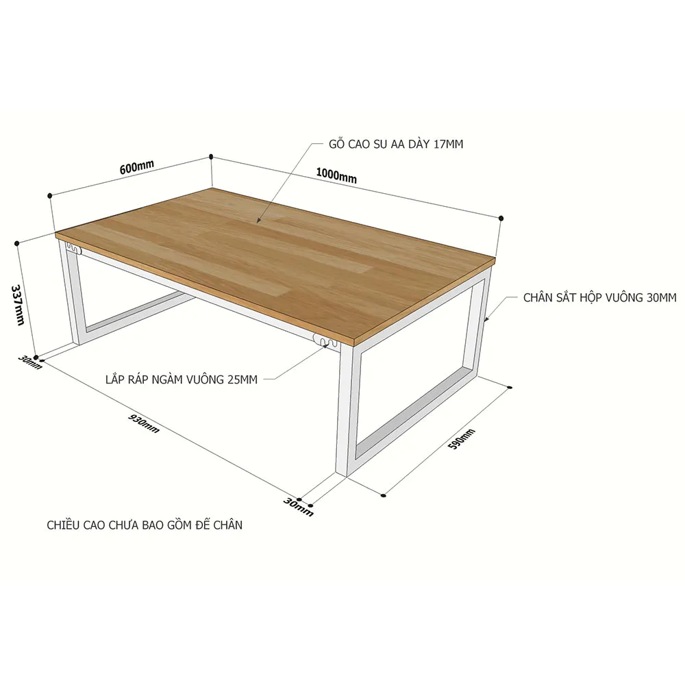 Kích thước bàn ngồi bệt