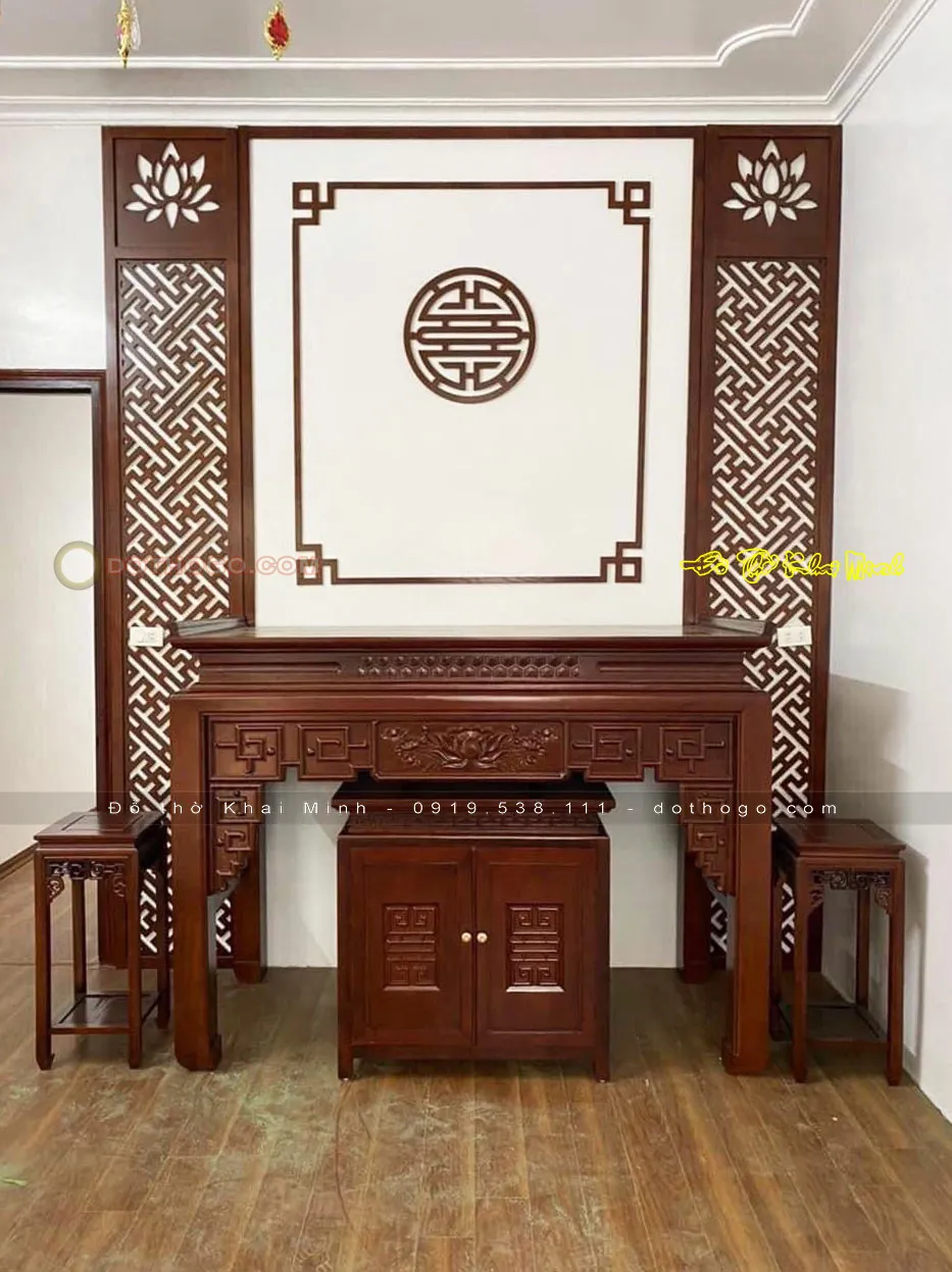 Tủ thờ kết hợp tủ trang trí gỗ tự nhiên
