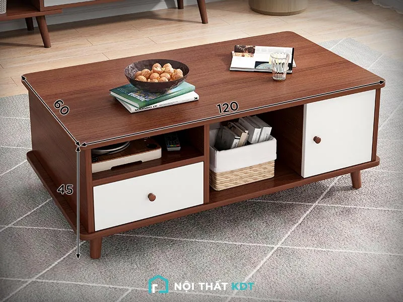 Bàn sofa chữ nhật màu nâu trầm