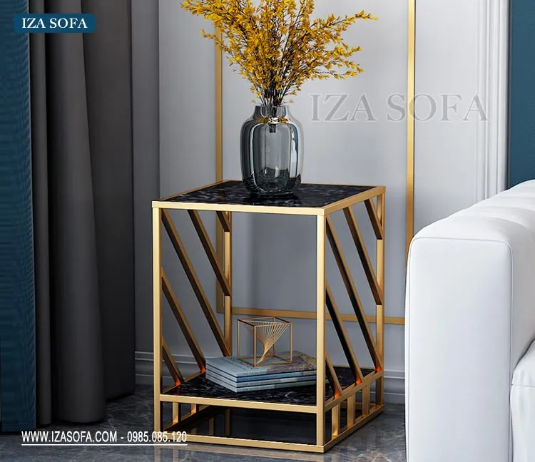 Bàn tấp sofa đẹp hiện đại bài trí trong phòng khách với sofa màu đậm