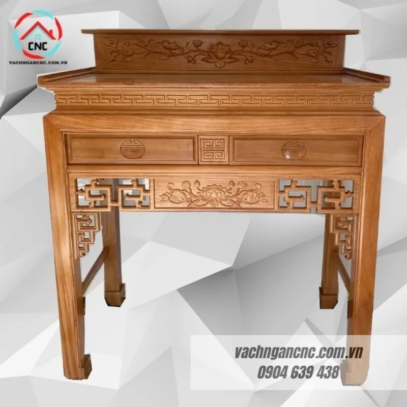 bàn thờ 2 tầng hiện đại bằng gỗ sồi màu sáng