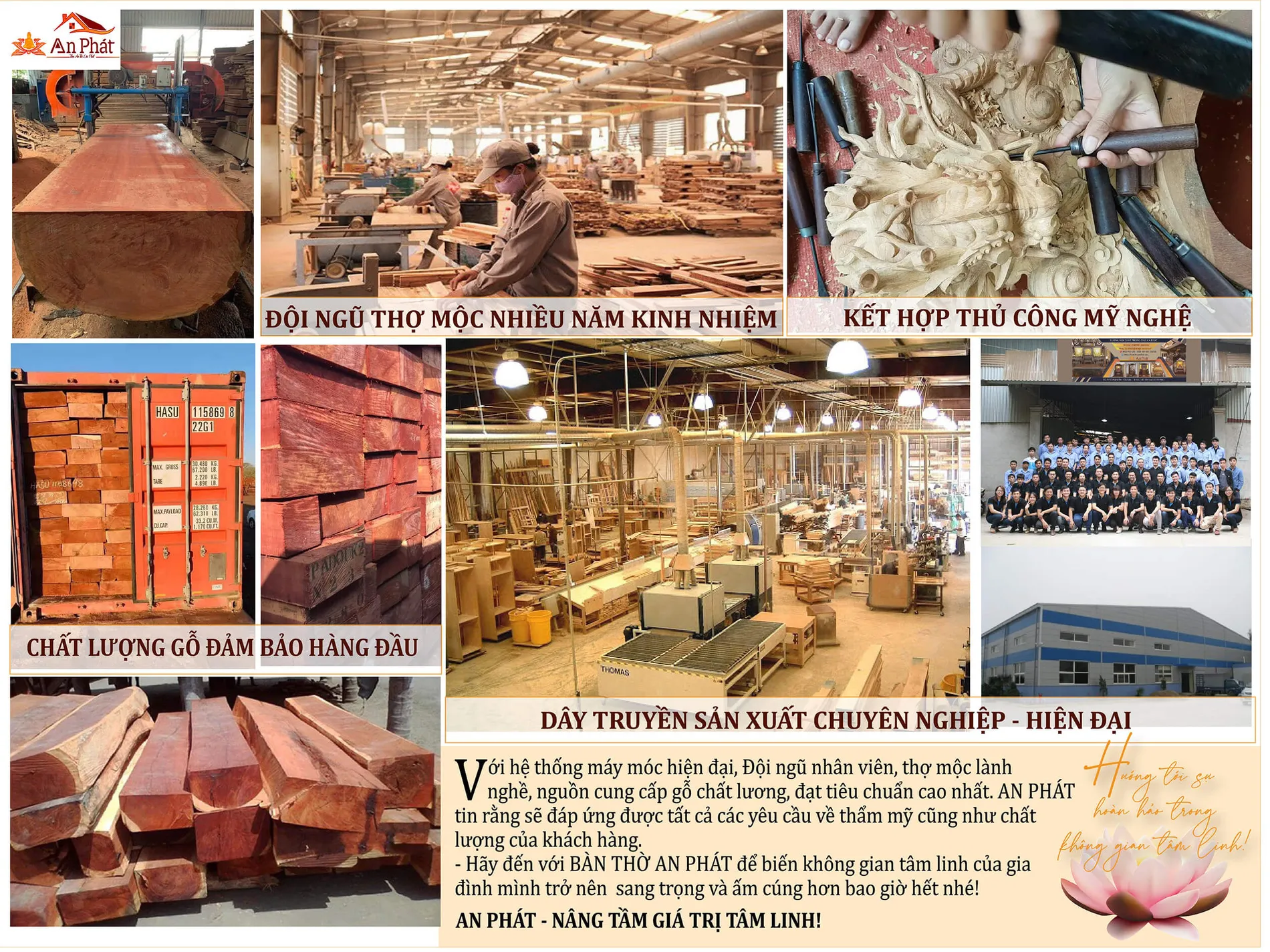 Đơn vị chế tác bàn thờ gỗ uy tín, thể hiện chuyên môn và độ tin cậy cao trong ngành nội thất thờ cúng