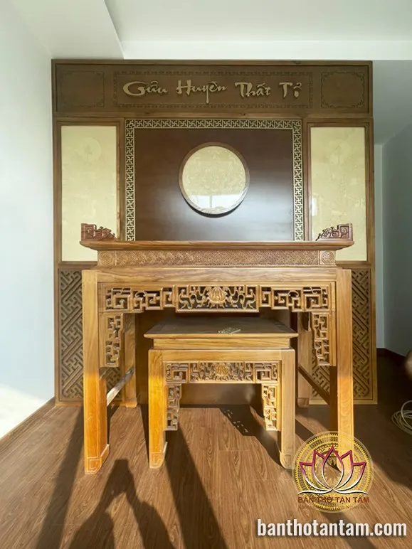 Bàn thờ gỗ mít đẹp tự nhiên BTĐ103 thờ cúng cửu huyền thất tổ