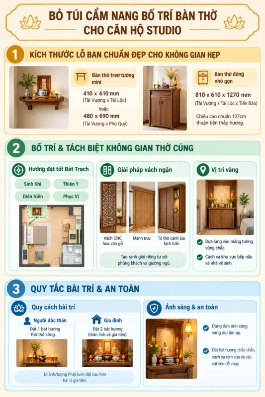 Bàn thờ chung cư cho căn hộ studio