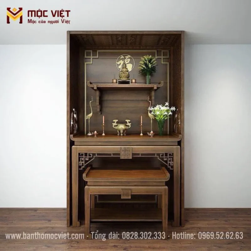 Bàn thờ chung cư dạng đứng gọn chiều sâu