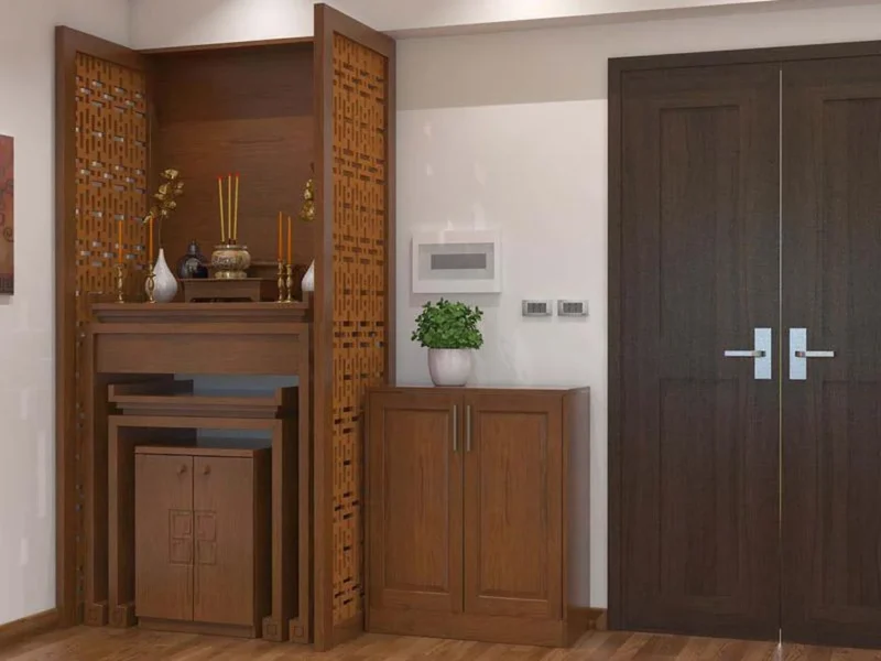 Bàn thờ chung cư gọn gàng tối ưu diện tích