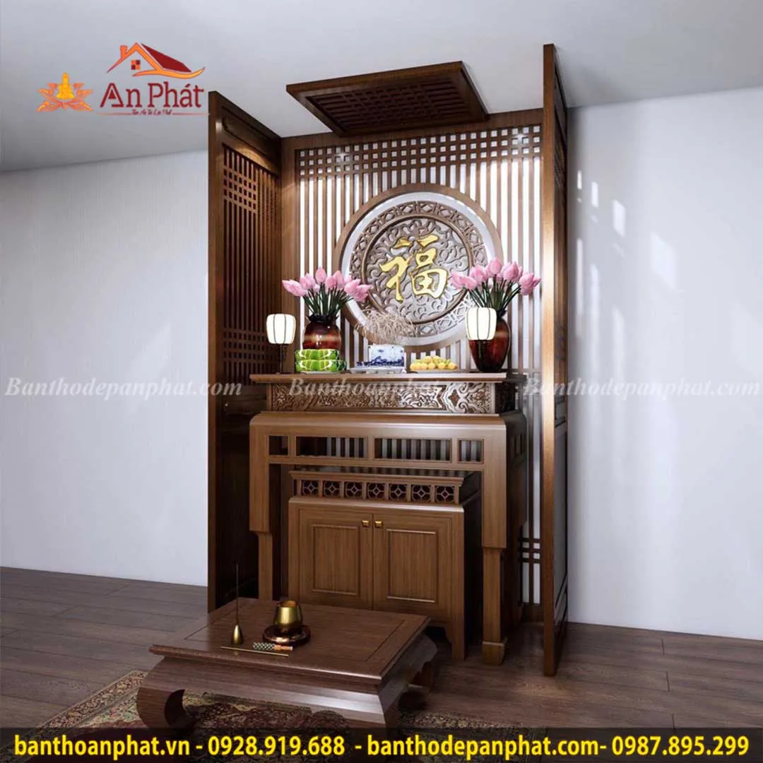 Bàn thờ chung cư hiện đại BTD2179, thiết kế đứng gọn gàng và thẩm mỹ