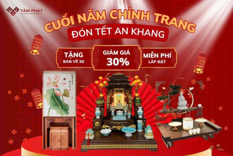 Bàn thờ chung cư phối ốp hậu màu gỗ trang nghiêm