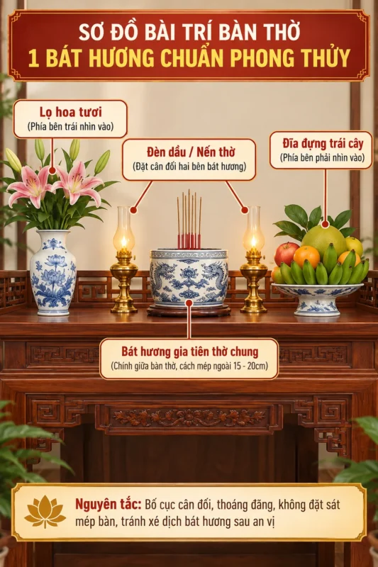 bàn thờ có 1 bát hương có được không