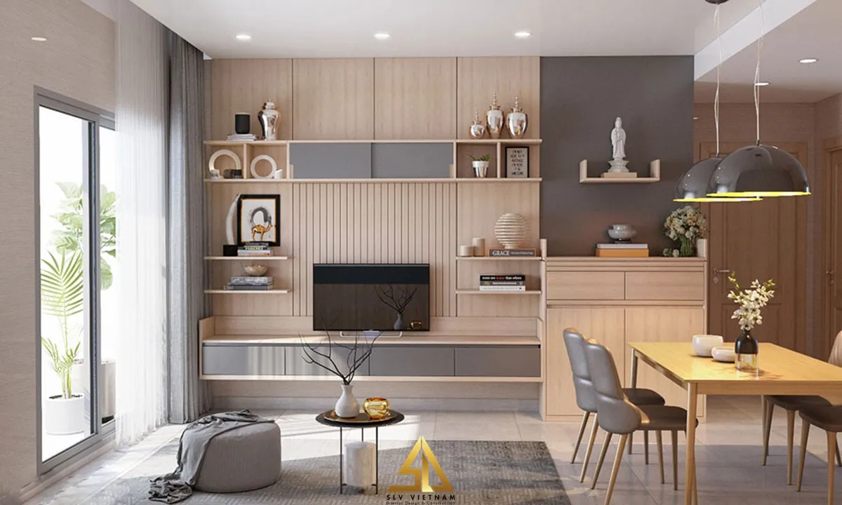 Mẫu 8: Bàn thờ của phòng khách chung cư dạng treo