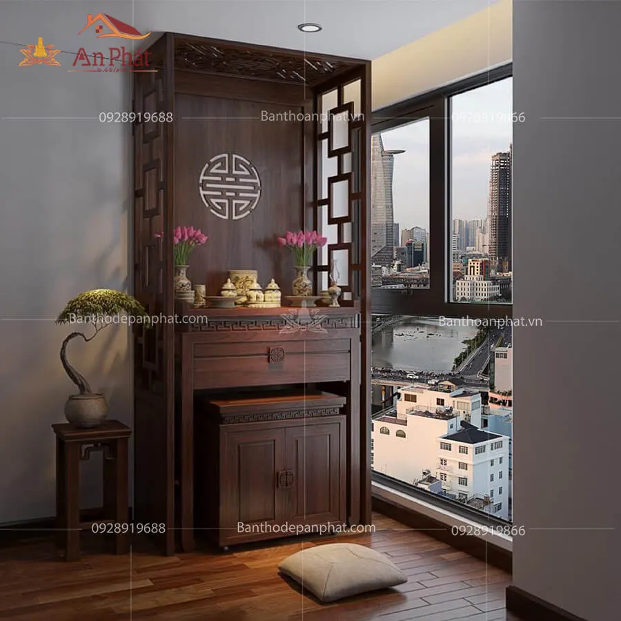 Bàn thờ đứng hiện đại, nhỏ gọn, lý tưởng cho các căn hộ chung cư tại Việt Nam